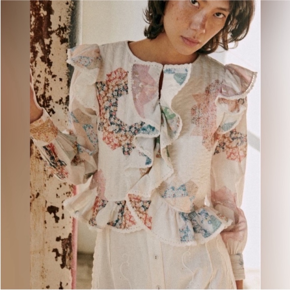 Sézane Axel blouse jacket X SEA NY Patchwork - Picture 2 of 7